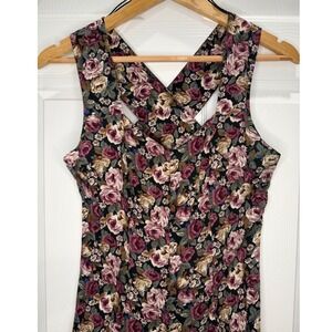 All That Jazz Vintage 90s Dark Floral Maxi Dress Size 5/6 Romantic Cottagecore